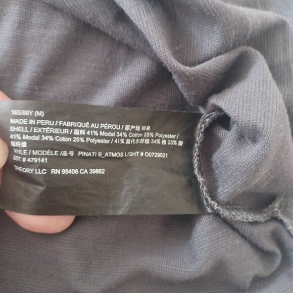 Theory M Charcoal Gray Short Sleeve Modal Tee Scoop Neck Basic Top - Picture 3 of 6